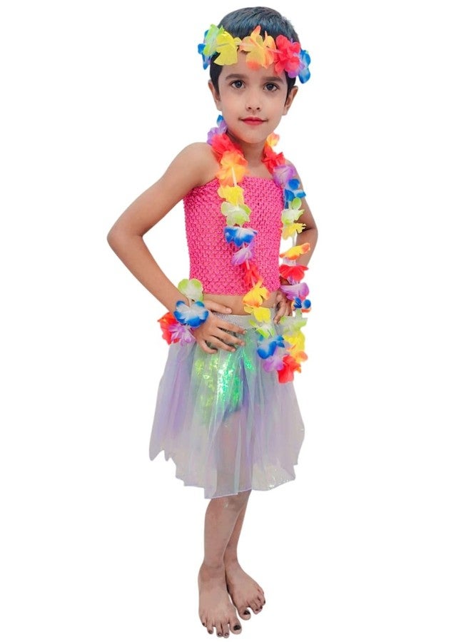 BookMyCostume Assorted Hawaiian Hula Fancy Dress Costume for Girls and Females 5-6 years - Image 4